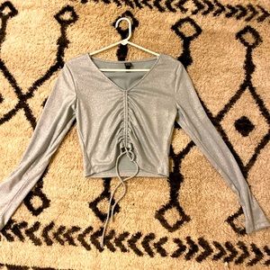 Light Blue Scrunched Crop Top